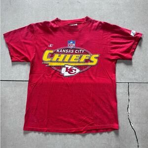 90s Vintage Kansas City Chiefs Logo Athletic Red T Shirt Size L